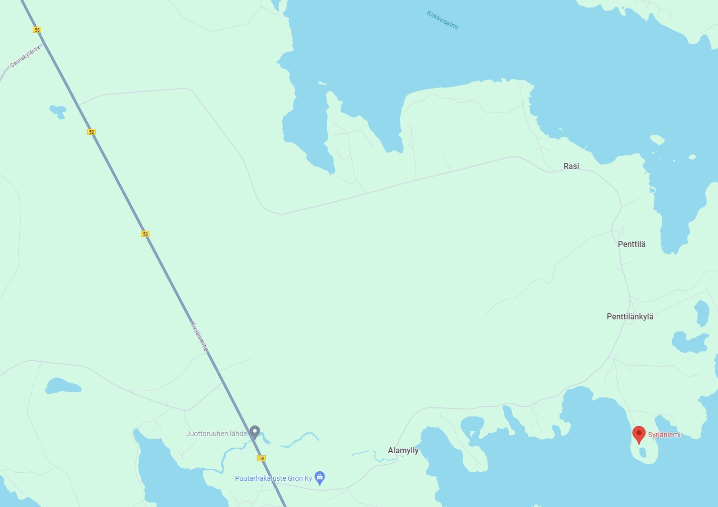 Kartta Penttilänkylästä ja Syrjäniemestä